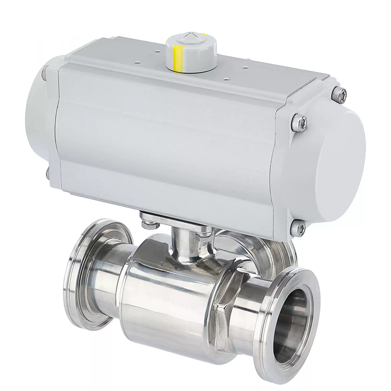 Pneumatic Three-Way Vacuum Ball Valve with Clamp Ends